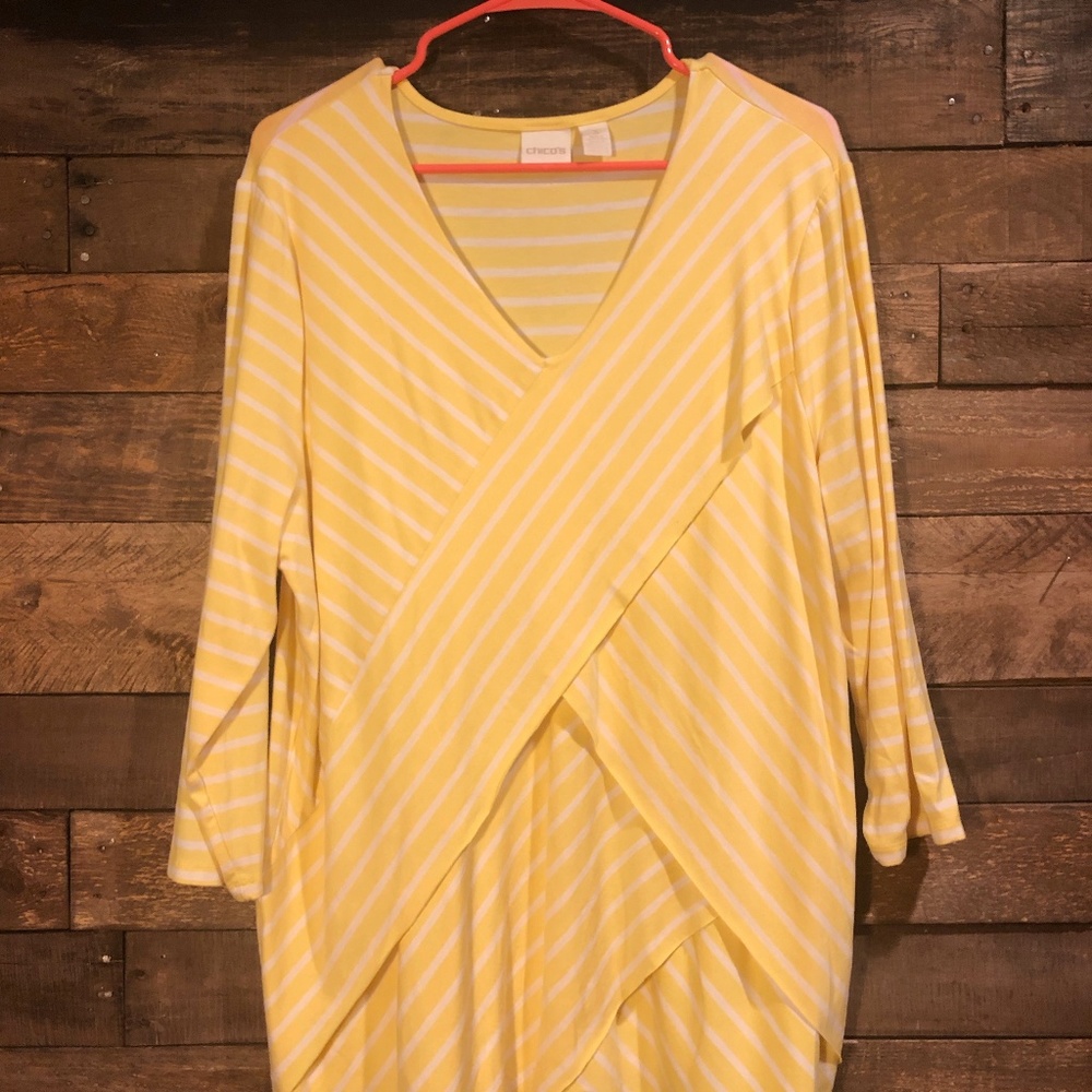 Chico's Yellow and White Striped Blouse